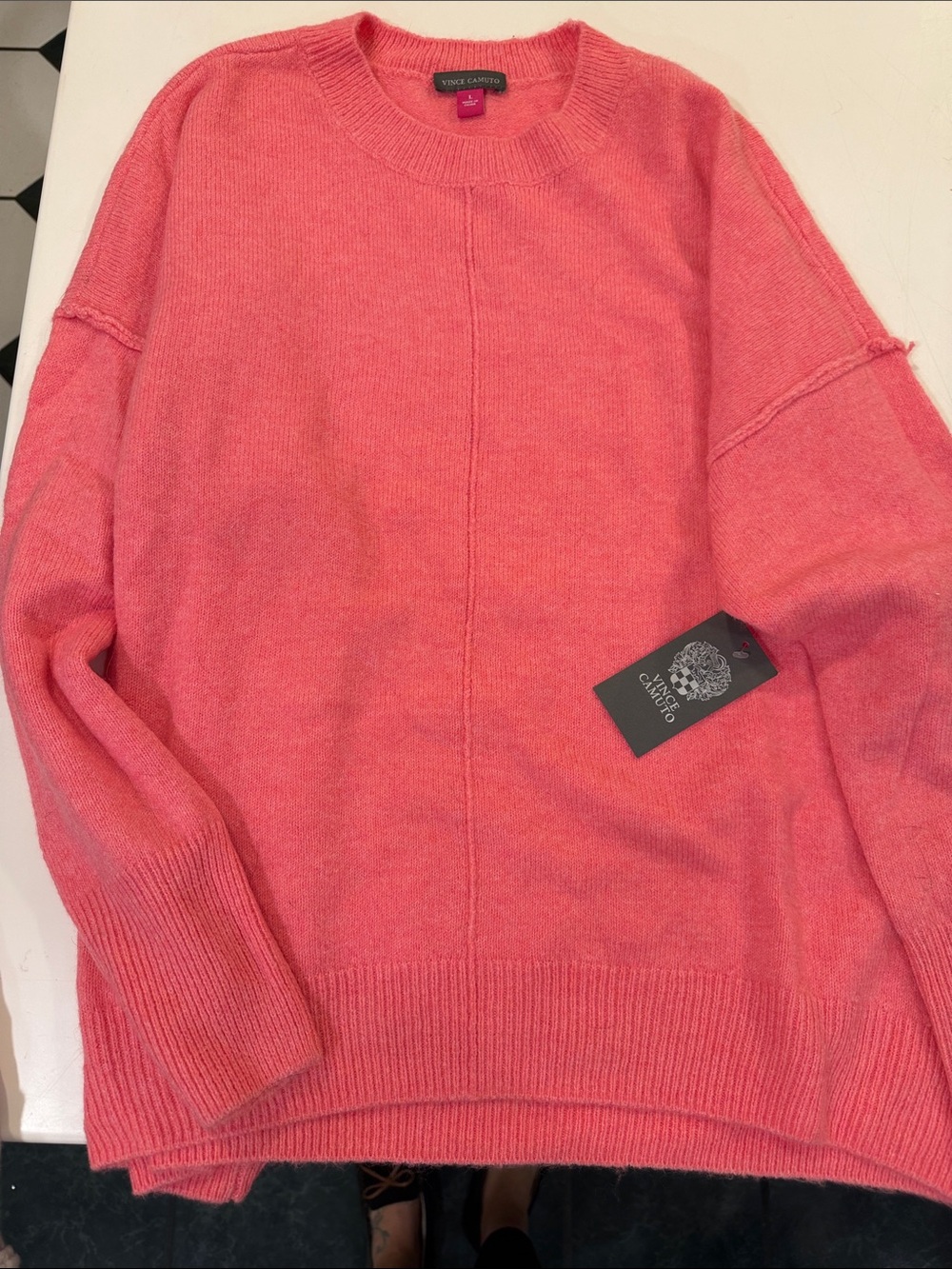 Vince Camuto Coral-Pink Crewneck Sweater
